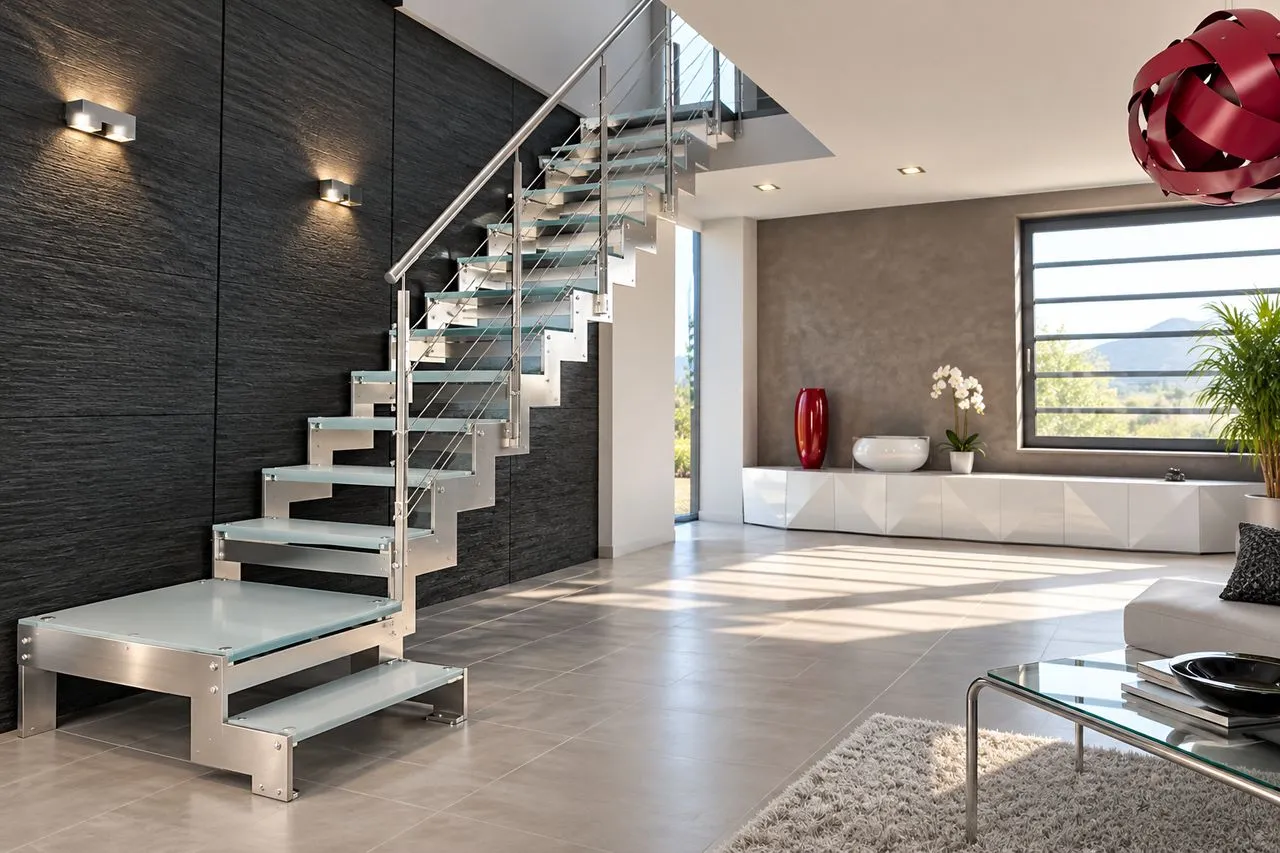 Escalier sur-mesure aux lignes modernes installé dans une maison à Annecy